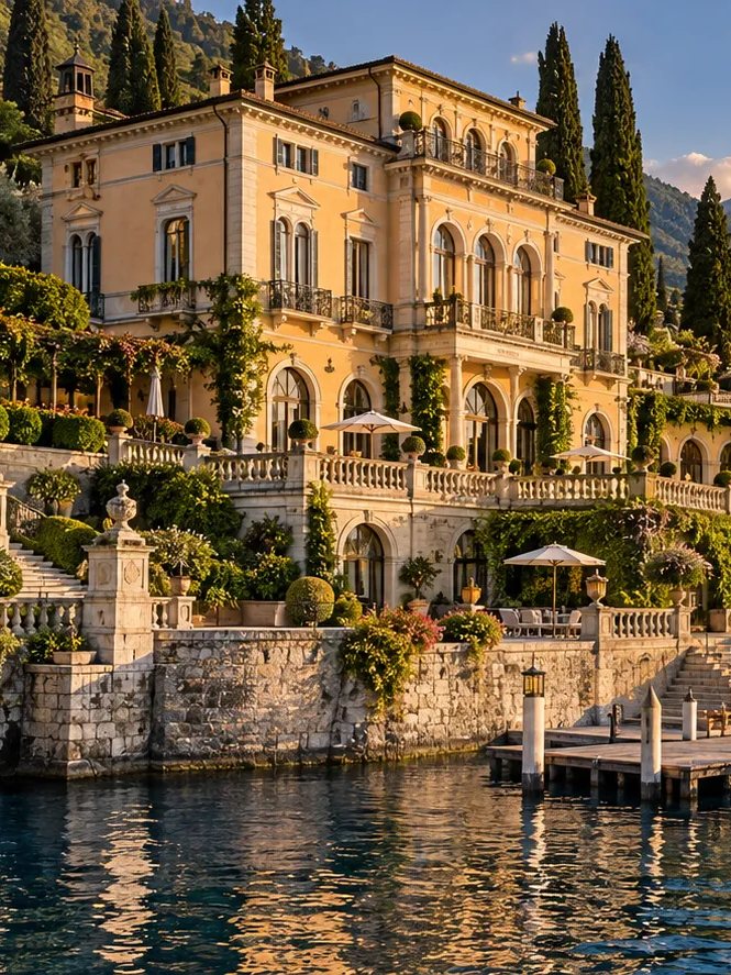 Villa am See mit Booten